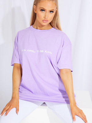 Purple Cool To Be Kind Printed Washed T Shirt