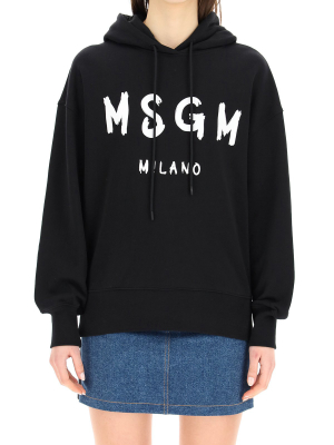 Msgm Logo Printed Hoodie