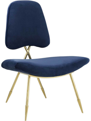 Palmer Upholstered Velvet Lounge Chair Navy