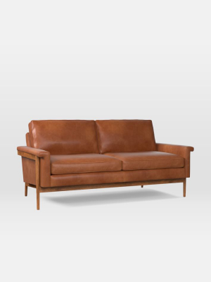 Leon Wood Frame Leather Sofa (68")