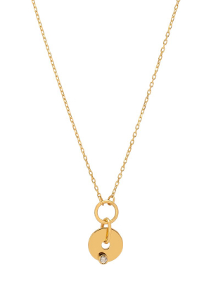 Gold Diamond Disk Necklace