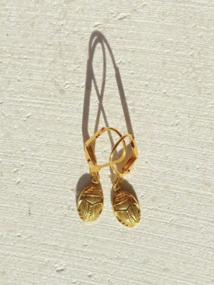 Wee Gold Scarab Earrings