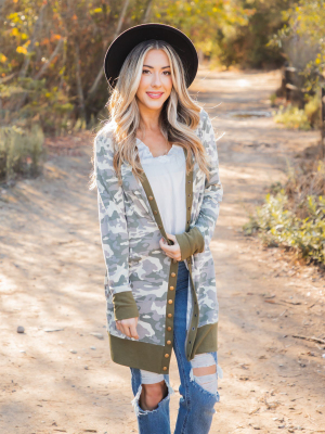 Mariah Snap Button Cardigan - Camo