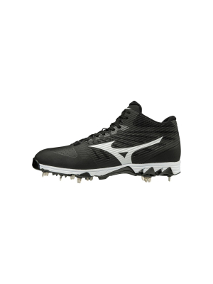 Mizuno Men's 9-spike Ambition Mid Metal Baseball Cleat Mens Size 11 In Color Black-white (9000)