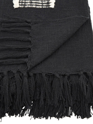 50"x60" Cotton Throw With Fringed Lines - Saro