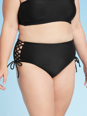 Juniors' Plus Size Lace-up High Waist Bikini Bottom - Xhilaration™