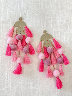 At Your Best Pink Tassel Statement Earrings