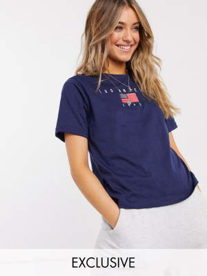 Daisy Street Relaxed T-shirt With Los Angeles Embroidery