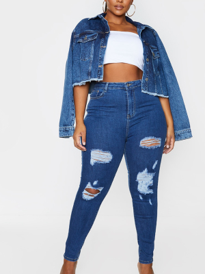 Prettylittlething Plus Mid Wash Distressed 5...