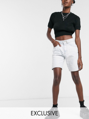 Collusion Denim Dad Shorts In Bleached White