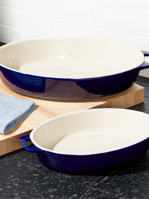 Staub ® Dark Blue 2-piece Oval Baker Set