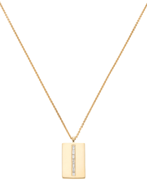 Diamond Baguette Dog Tag Necklace