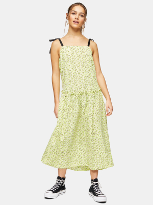 Petite Lime Green Tie Tiered Sun Dress