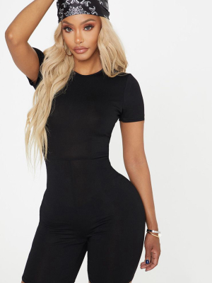 Shape Black Jersey Crew Neck Short Sleeve Unitard