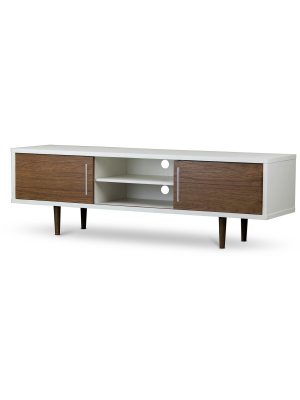 Gemini Wood Contemporary Tv Stand Walnut/white 66" - Baxton Studio