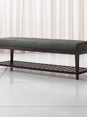 Nash Leather Large Tufted Bench With Slats