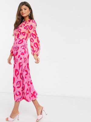 Closet London Gathered Midaxi Dress In Contrast Leopard