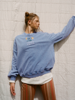 Thanks A Bunch Embroidered Crew Neck Sweatshirt