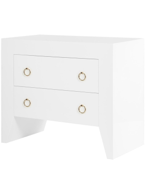 Worlds Away Easton Side Table-white/brass