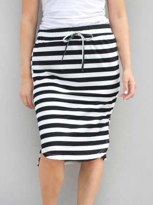 Thick Stripe Weekend Skirt - Black