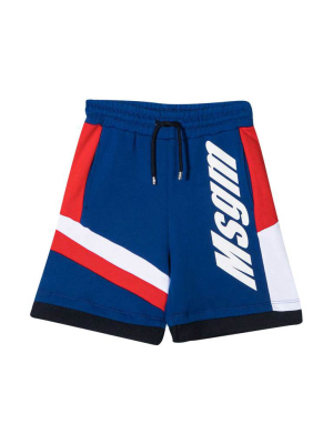 Msgm Kids Logo Print Drawstring Shorts