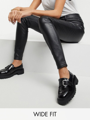 Asos Design Wide Fit Vivienne Chunky Loafers In Black