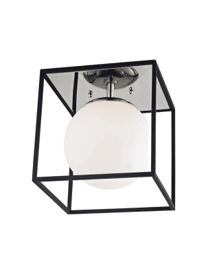 Aira 1 Light Small Flush Mount - Polished Nickel/black