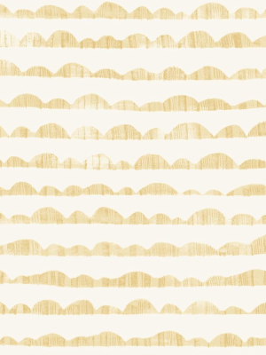 Hill & Horizon Wallpaper In Yellow From The Magnolia Home Vol. 3 Collection By Joanna Gaines