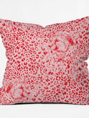 16"x16" State Cheetah Sketch Pattern Glow Throw Pillow Red - Deny Designs