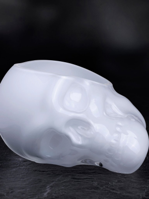 Memento Mori Faceted Skull Bowl Opal White Large