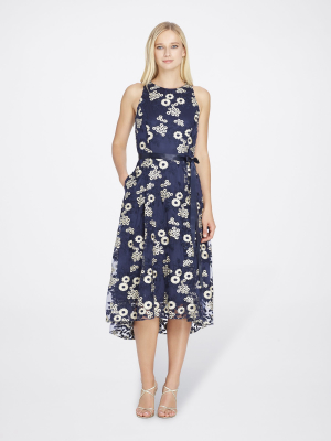 Embroidered Floral Ribbon Dress
