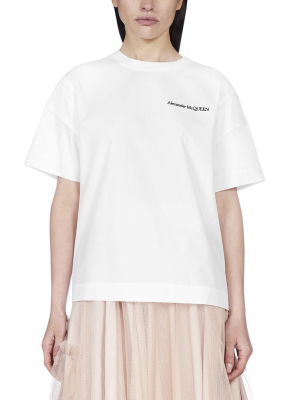 Alexander Mcqueen Logo Embroidered Crewneck T-shirt