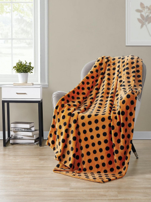 Kate Aurora Living Halloween Spooky Polka Dots Orange & Black Ultra Soft & Plush Throw Blankets