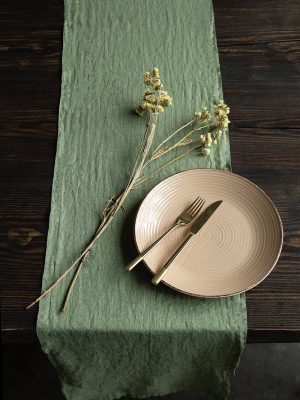 Olive Soft Linen Table Runner