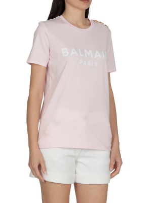 Balmain Logo Printed Button Detail T-shirt