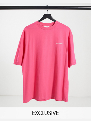 Collusion Unisex Oversized T-shirt With Logo Print In Pink