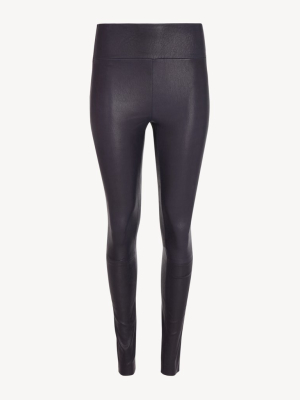 Navy Leather Ankle Legging