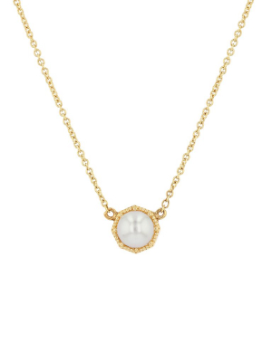 Crown Bezel Pearl Necklace