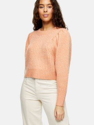 Petite Pink Pleated Sleeve Knitted Sweater