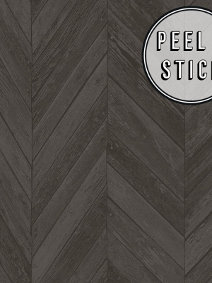 Herringbone Wood Peel And Stick Wallpaper In Dark Grey From The Transform Collection By Graham & Brown