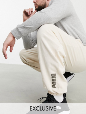 Puma Plus Oversized Sweatpants In Washed Stone