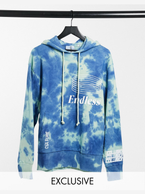 Collusion Unisex Hoodie With Print And Tie-dye