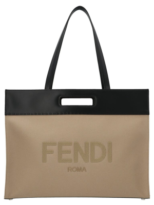Fendi Roma Lettering Shopping Tote Bag