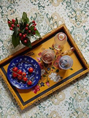 Ginori Floral Dessert Plate Blue