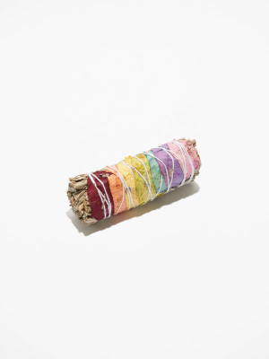 White Sage + Chakra Rainbow Rose Petals Energy Clearing Stick