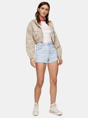 Premium Bleach Wash Denim Mom Shorts