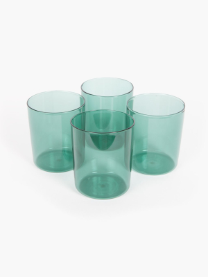 Teal Glass Cups - Set Of 4