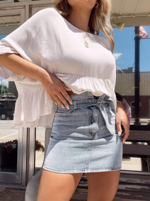 Belted Denim Skirt