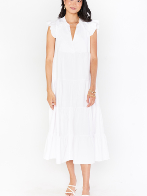 Mia James Midi Dress ~ White Poplin