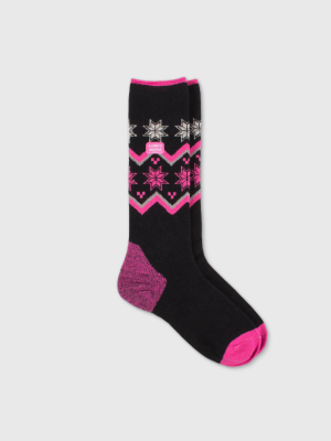 Always Warm By Heat Holders Women's Ultralite Warm Fair Isle Snow Sports Knee High Ski Socks - 5-9